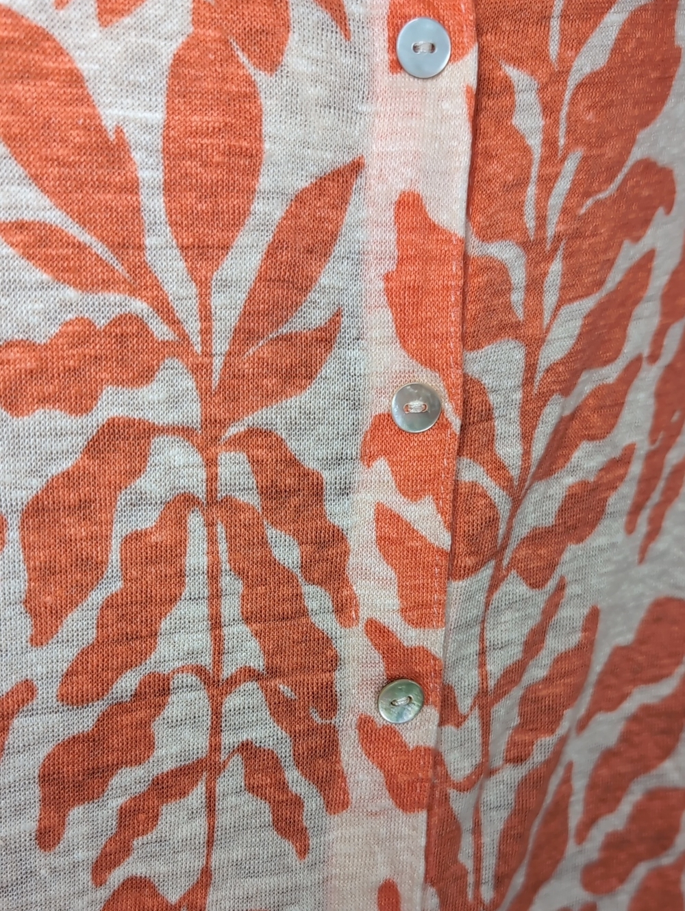 Rachel Zoe Linen Tropical Leaf Print Button Back Top Womens Size Large Orange - Picture 7 of 9